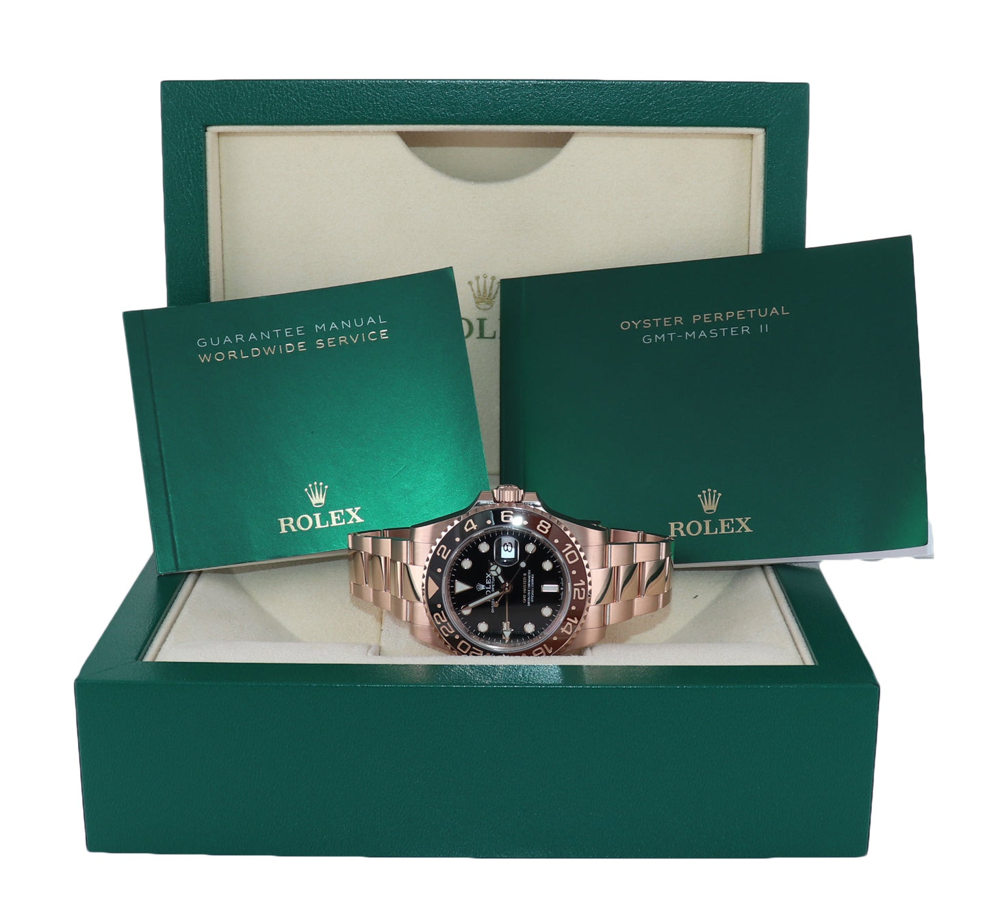 2025 NEW PAPERS Rolex GMT Master Rose Gold Ceramic Root Beer 126715 Watch Box