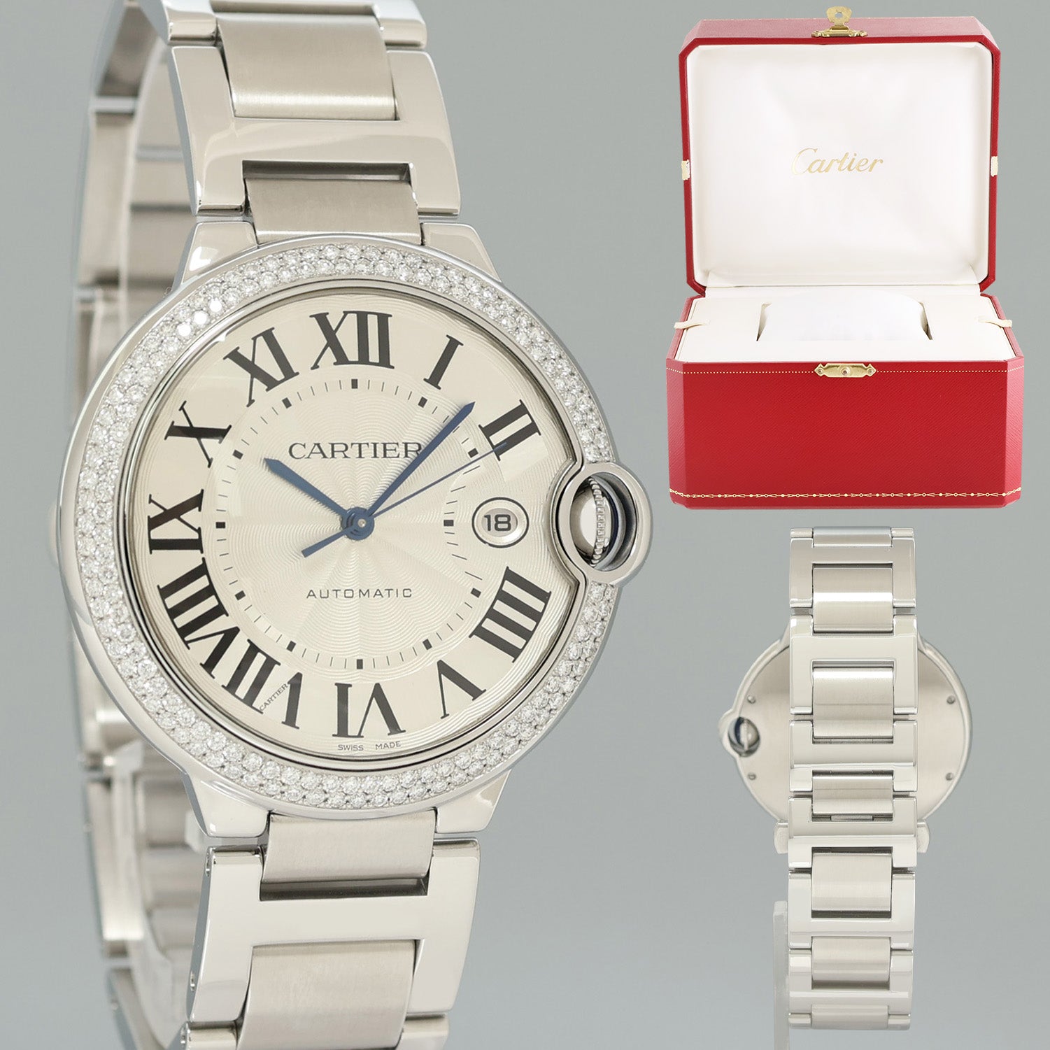 ぼんてん MINT DIAMOND Cartier W69012Z4 Ballon Bleu 3001 Silver Roman Steel