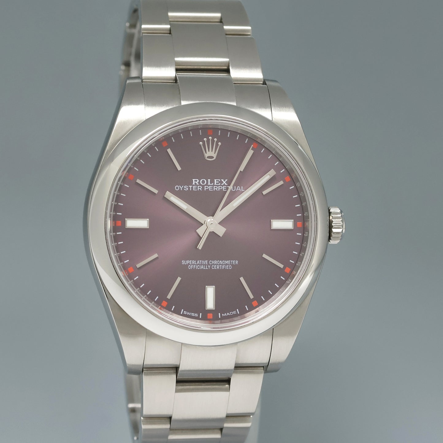 2015 PAPERS MINT Rolex Oyster Perpetual 39mm Purple Grape Oyster Watch 114300 Box