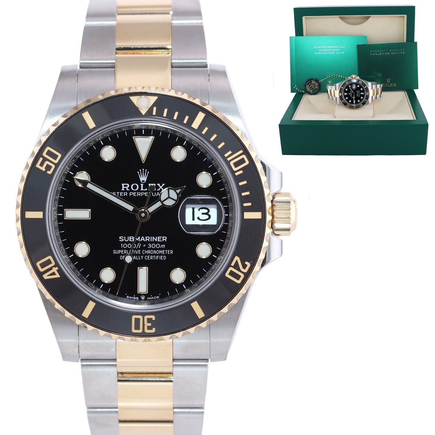 2022 Rolex Submariner 41mm Ceramic Black 126613LN Two Tone Yellow Gold Steel Watch