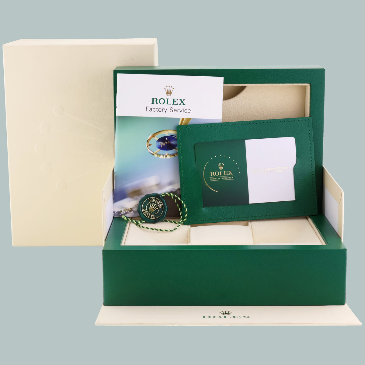 2026 RSC PAPERS MINT Rolex Day Date 40 White Gold Blue Ombre 228239 Watch Box