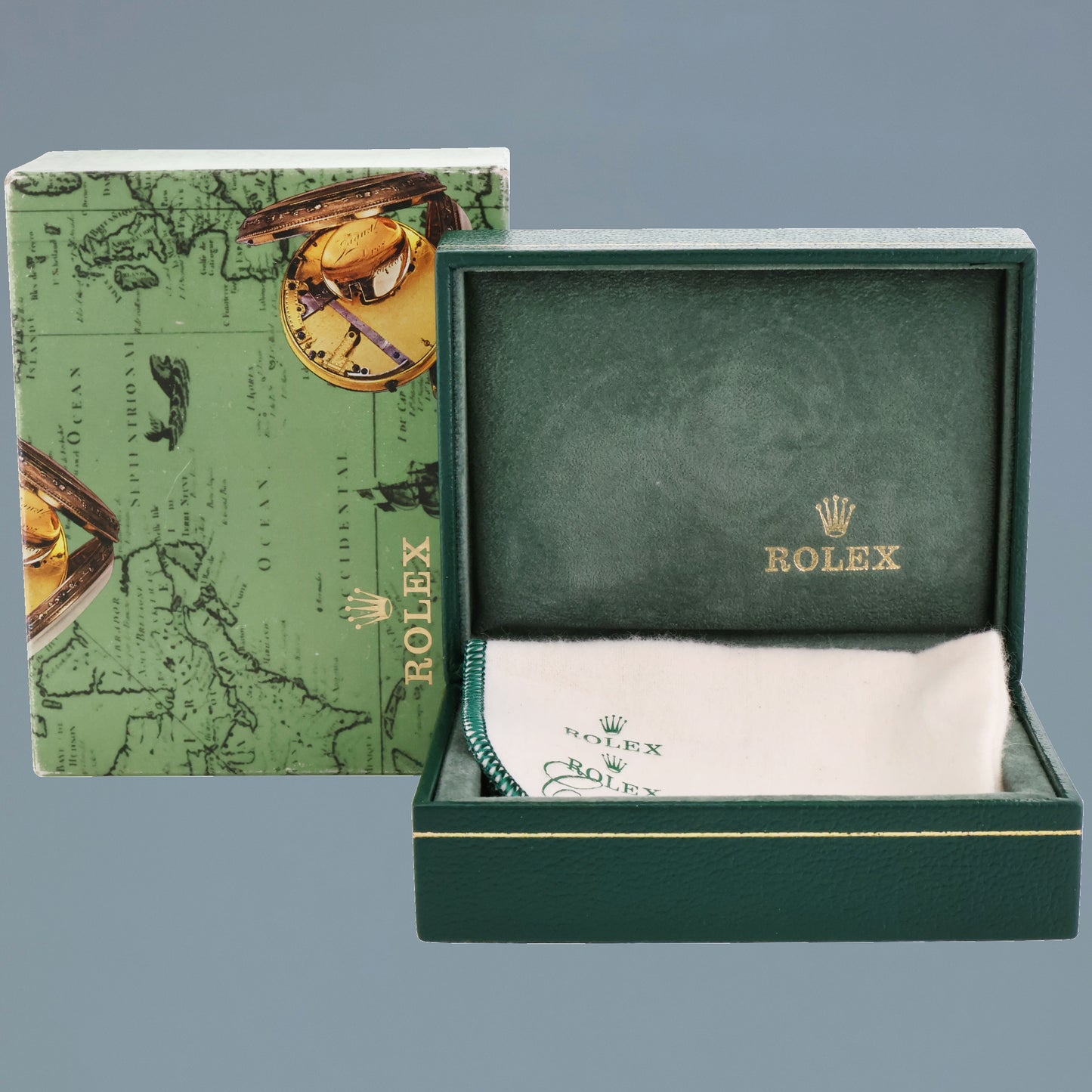 Rolex Date 34mm 1503 Yellow Gold Black Stick Leather Watch Box