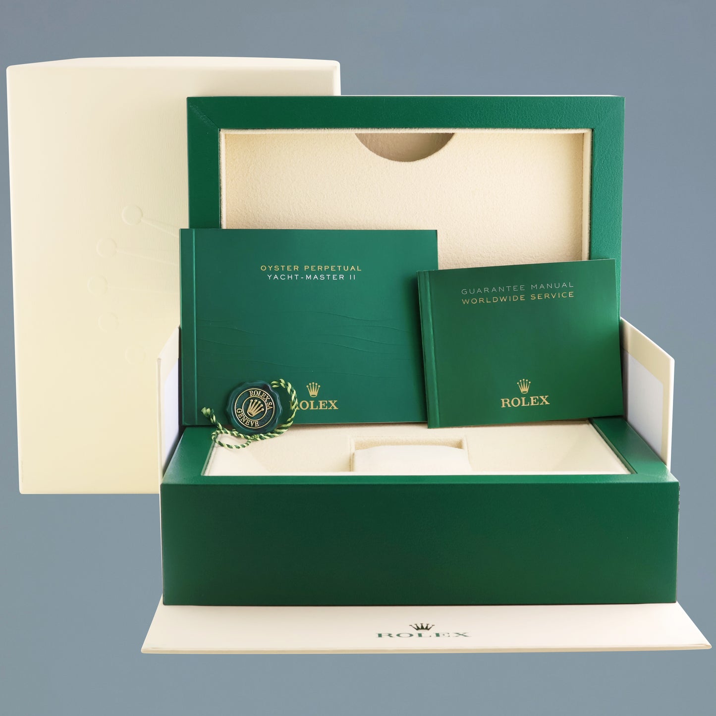 2016 MINT BLUE HANDS Rolex Yacht-Master 2 Yellow Gold 116688 44mm Watch Box