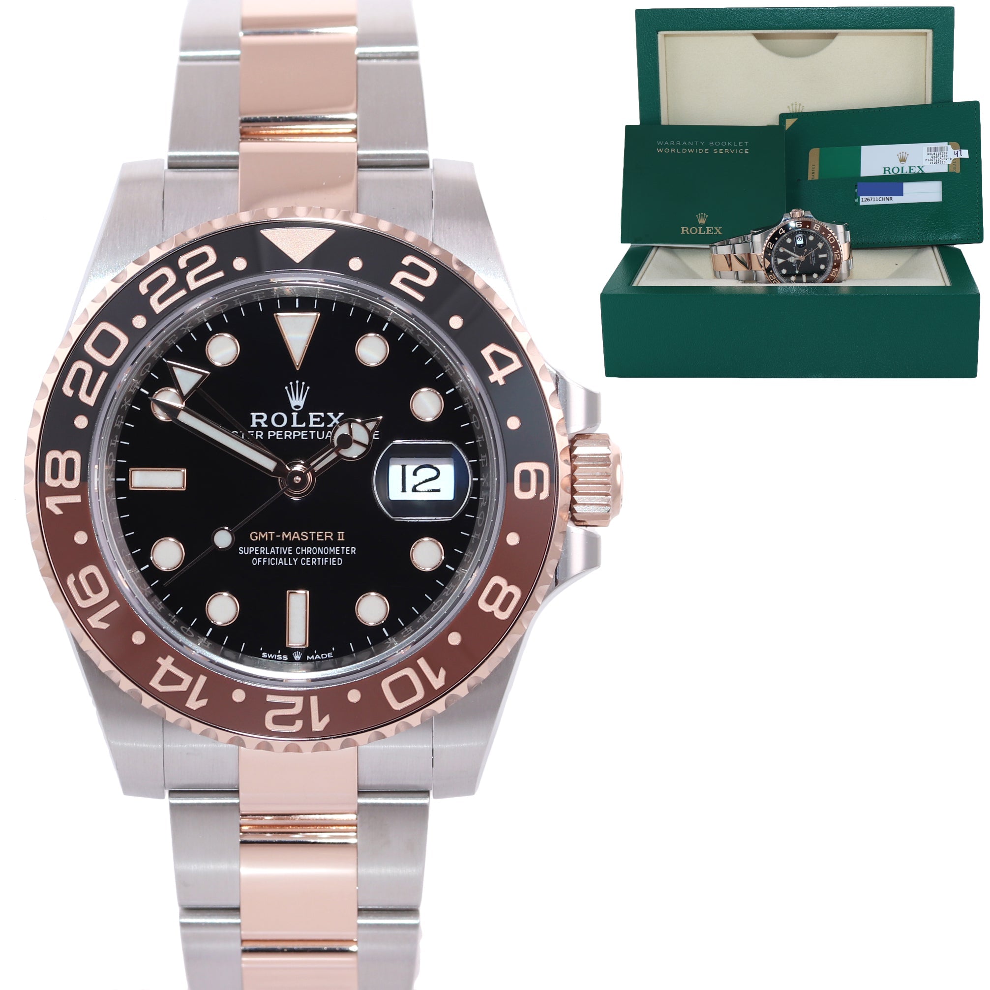 MINT PAPERS Rolex GMT Master Two Tone Steel Root Beer Rose Gold 126711 Watch Box Huntington Watch