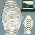 MINT Rolex Platinum 36mm President 118206 Silver Diamond Jubilee 36mm Watch Box
