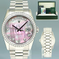 2007 PAPERS Rolex 118346 Platinum President MOP Diamond Bezel Day Date Watch