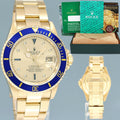 Rolex 16618 Submariner Yellow Gold Blue Champagne Serti Diamond 40mm Watch Box