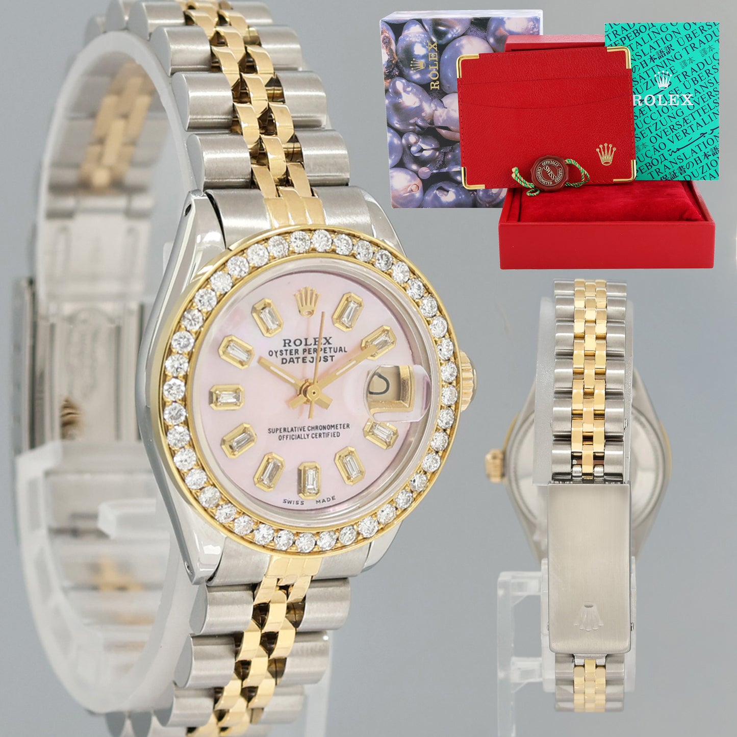 Diamond Ladies Rolex DateJust 26mm 6917 Two Tone Gold Mother of Pearl Jubilee Watch