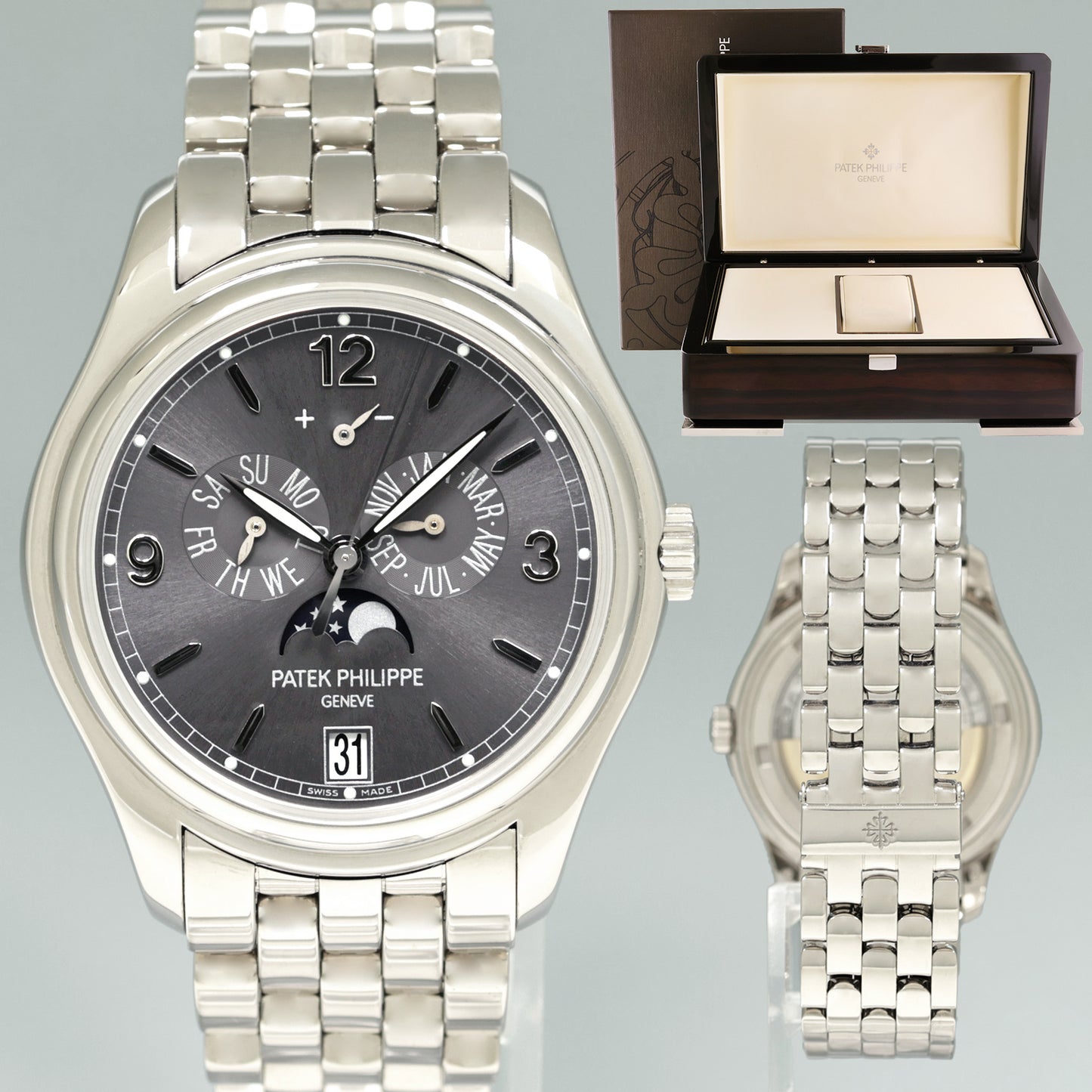 MINT Patek Philippe 5146/1G White Gold Bracelet Annual Calendar 39mm Moon Phase Watch