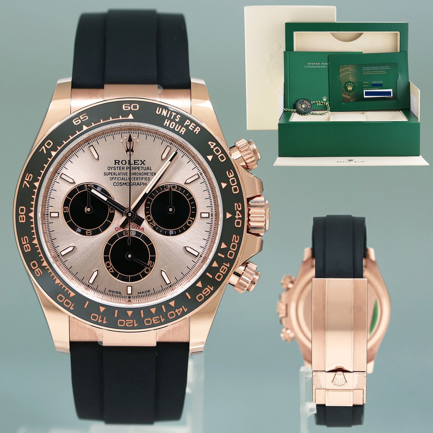 FEB 2025 NEW PAPERS Rolex Daytona Rose Gold 126515LN Ceramic Sundust Watch Box