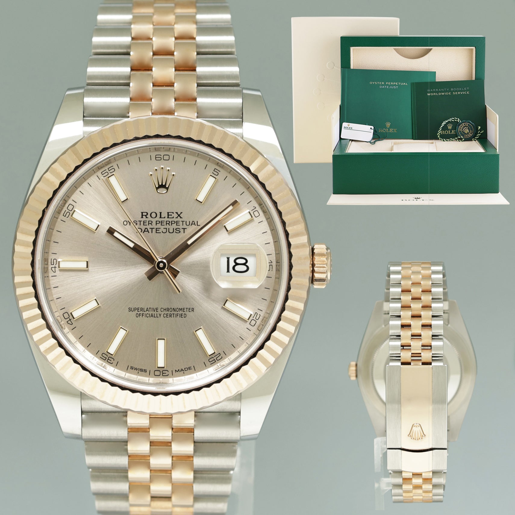 MINT 2021 Rolex DateJust 41 126331 Sundust Everose Gold Two Tone Jubilee Watch Box Huntington Watch