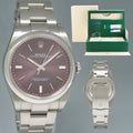 2015 PAPERS MINT Rolex Oyster Perpetual 39mm Purple Grape Oyster Watch 114300 Box
