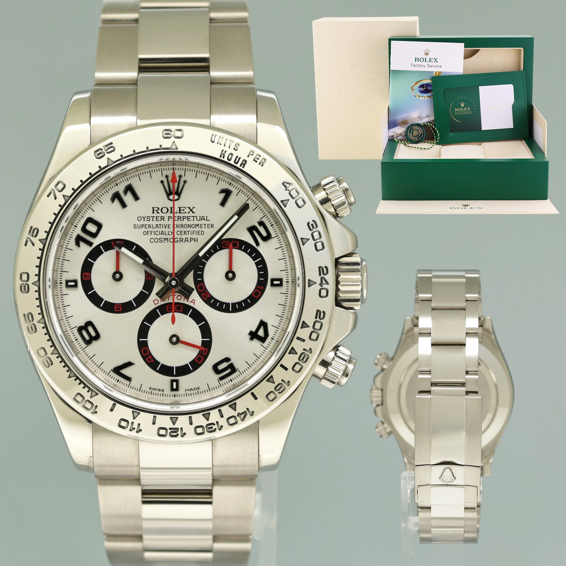 2024 RSC Papers Rolex Daytona Silver Racing 116509 White Gold Chronograph Watch Huntington Watch