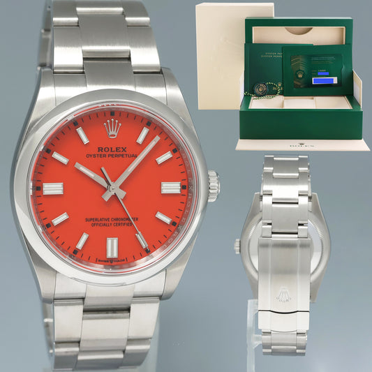 2021 NEW PAPERS Rolex Oyster Perpetual 126000 36mm Coral Red Watch Box
