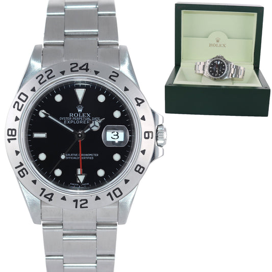 MINT 2001 Rolex Explorer II 16570 Stainless Steel Black Dial GMT 40mm Watch Box