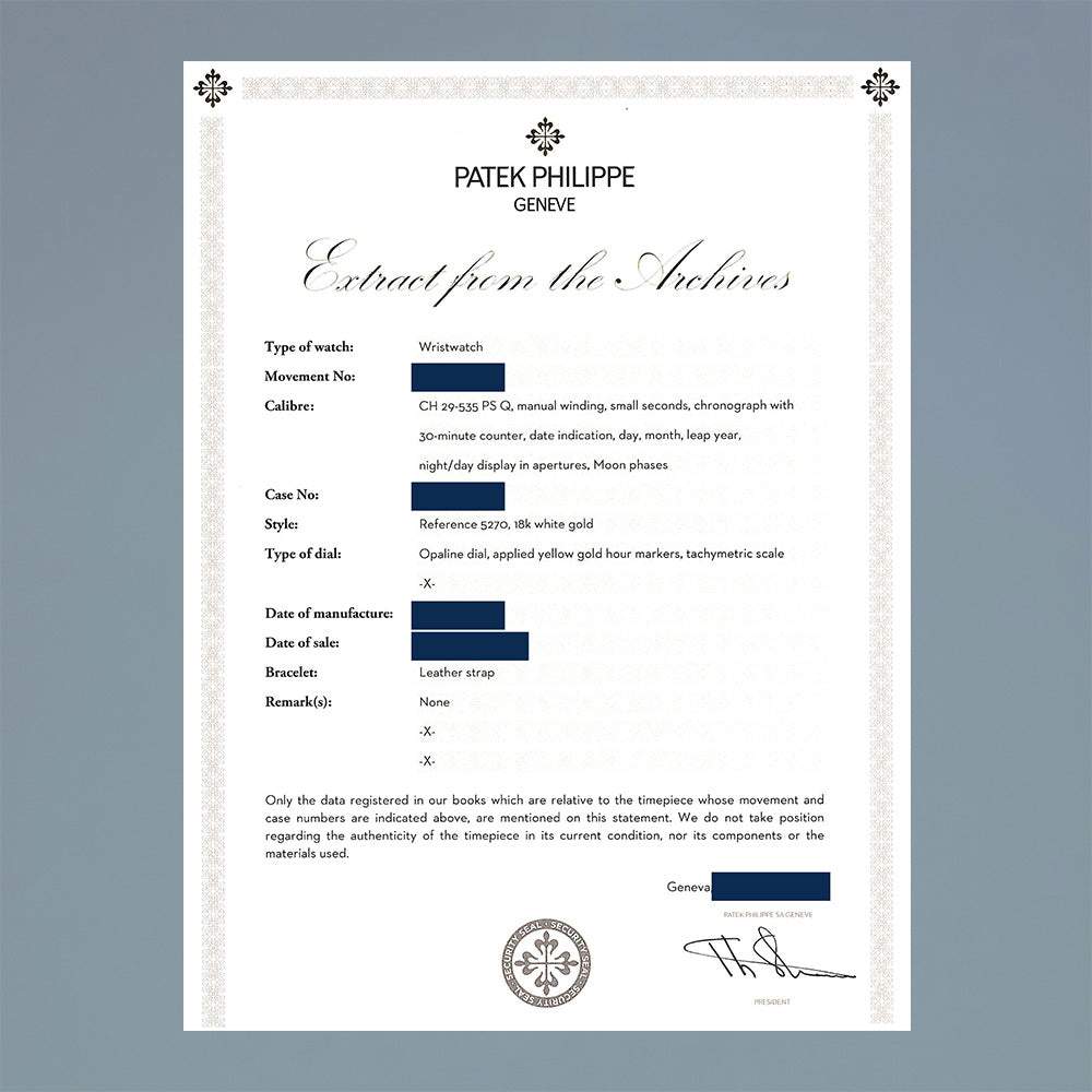 MINT 2015 Papers Patek Philippe 5270g-001 White Gold 41mm Perpetual Calendar White Gold Watch Box