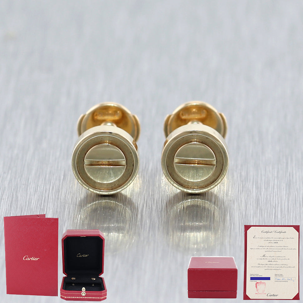 Cartier 18k Yellow Gold Love Stud Earrings Box Papers Huntington Watch