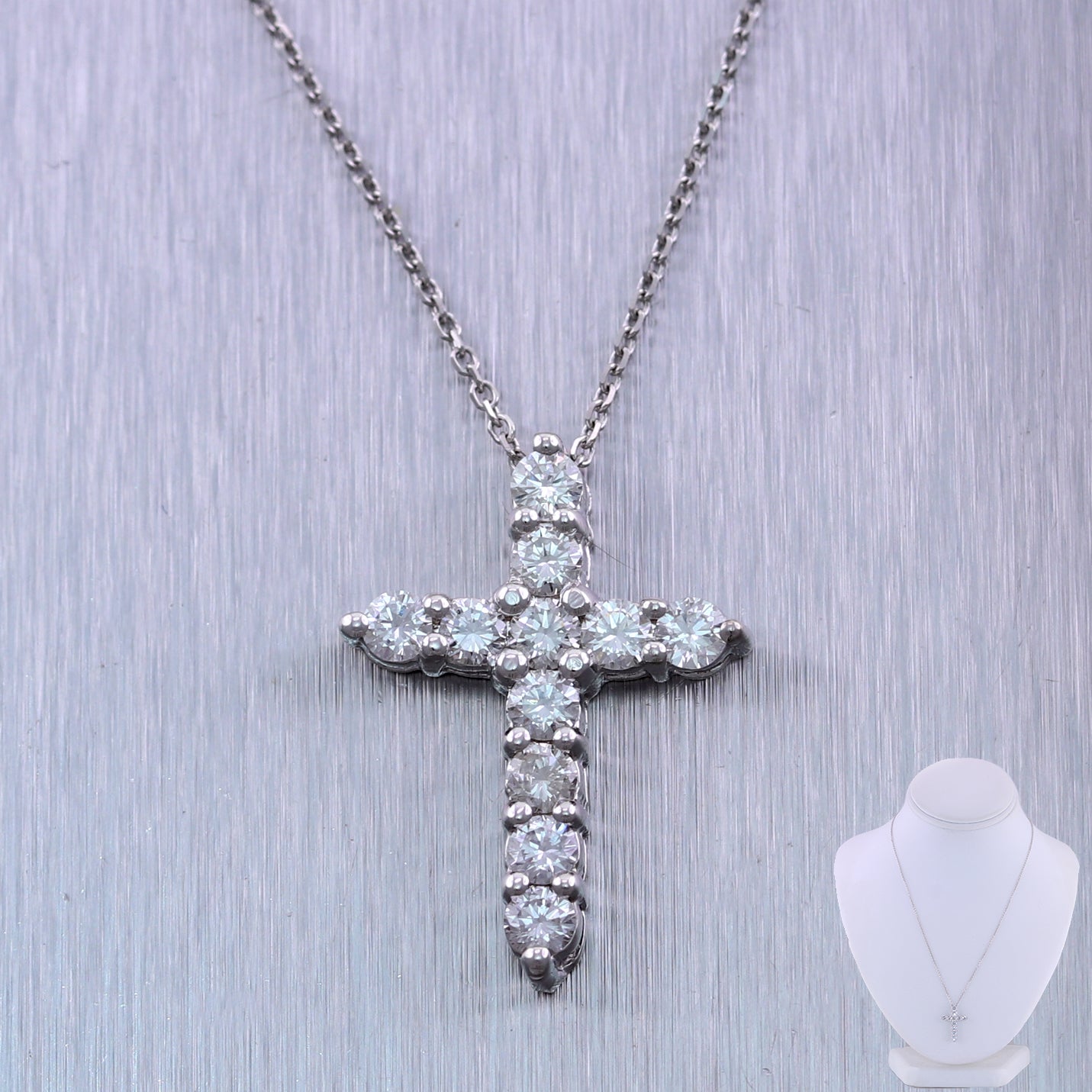 NWOT White Gold and Diamond store Cross Necklace