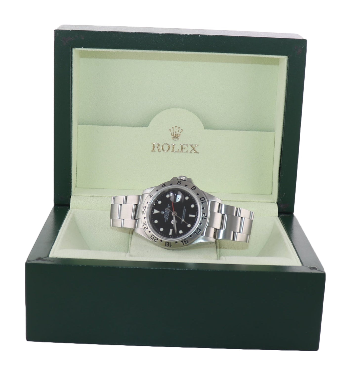 1999 MINT Rolex Explorer II 16570 Stainless Steel Black Dial GMT 40mm Watch Box
