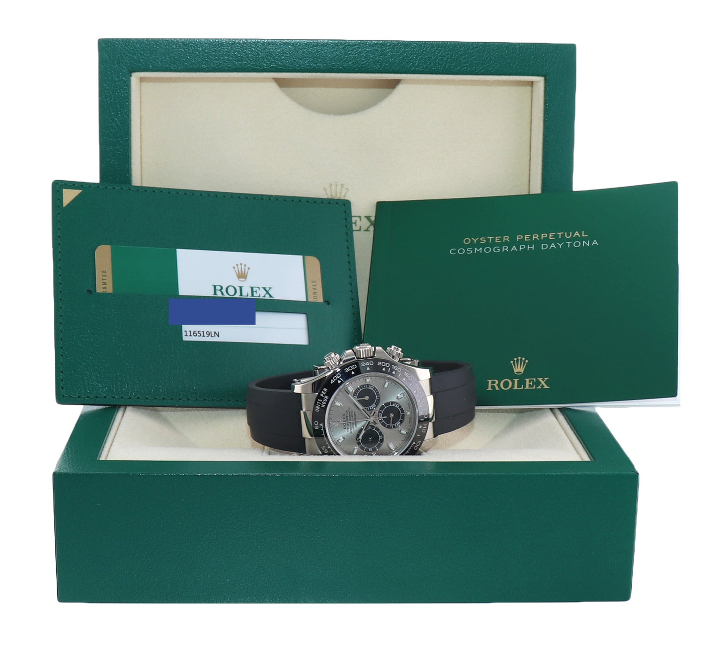 2019 PAPERS Rolex Daytona Oysterflex 116519LN White Gold Ceramic Ghost Panda Watch