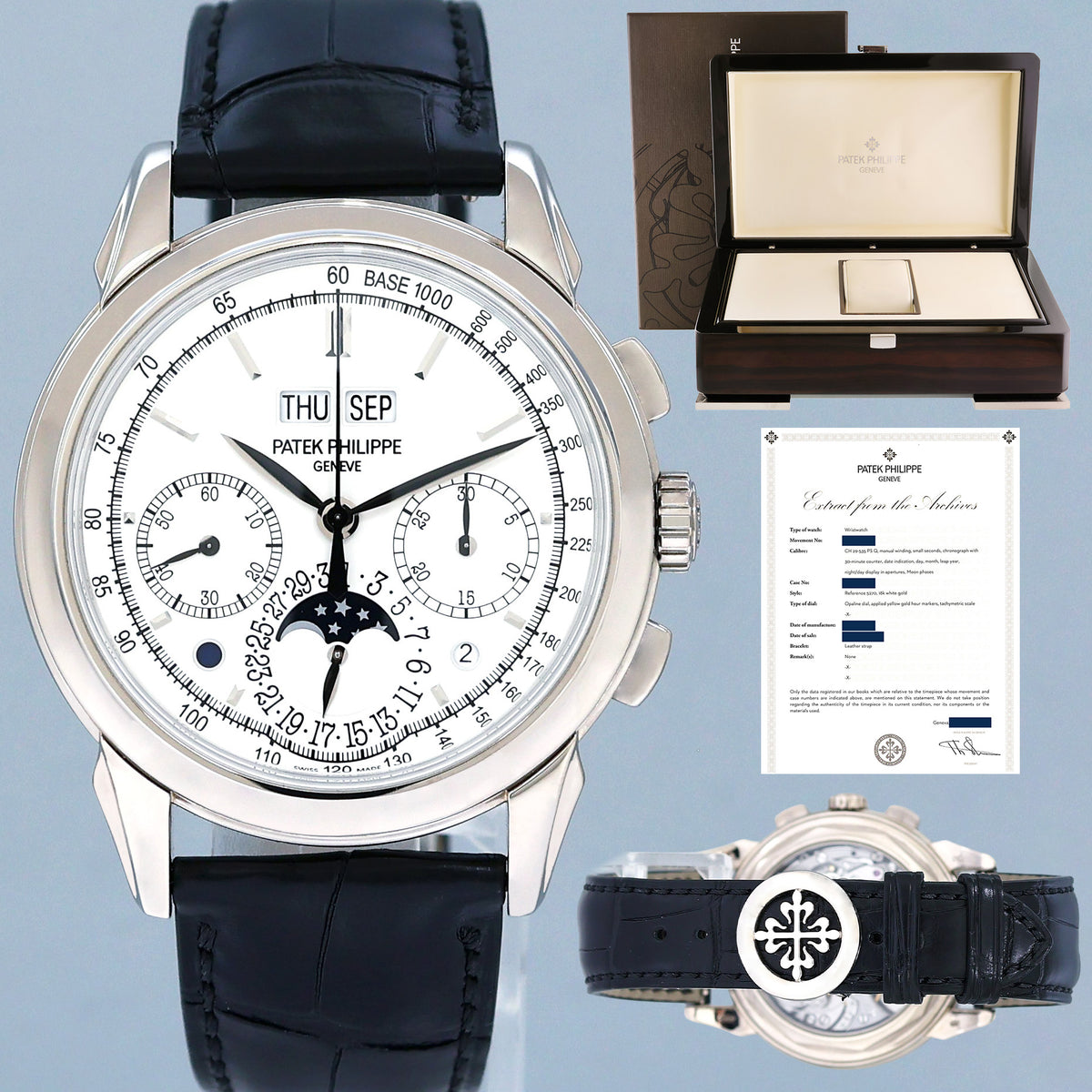 MINT 2015 Papers Patek Philippe 5270g-001 White Gold 41mm Perpetual Calendar White Gold Watch Box