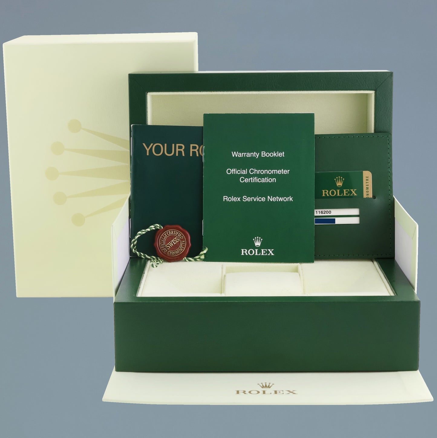 MINT 2010 PAPERS Rolex DateJust 36 116200 Rhodium Roman Oyster Steel 36mm Watch Box