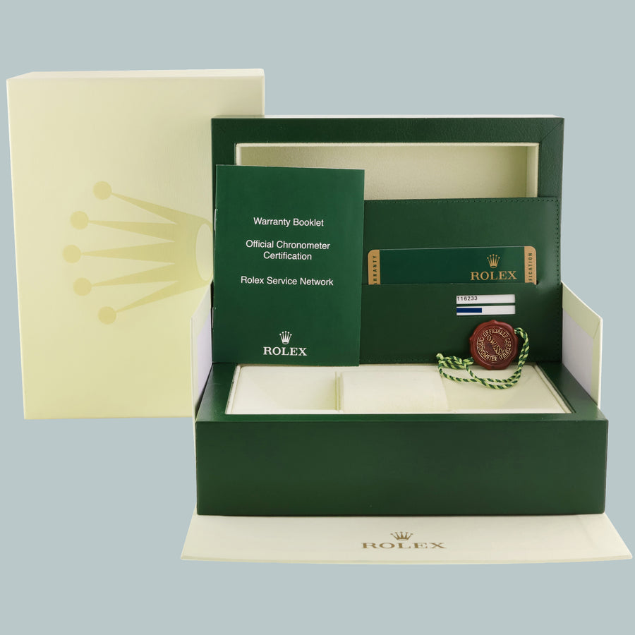 2008 PAPERS MINT Rolex 116233 DateJust Oyster 36mm Two Tone Gold Champagne Watch