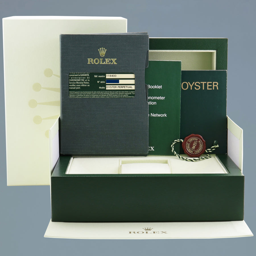 STICKERS NEW PAPERS Rolex Milgauss 40mm Orange Black 116400GV Steel Watch Box