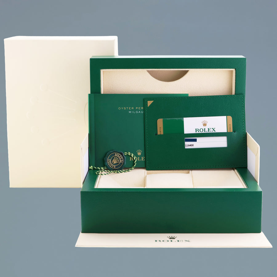 2016 PAPERS MINT Rolex Milgauss 116400 White 40mm Steel Anti-Magnetic Watch Box