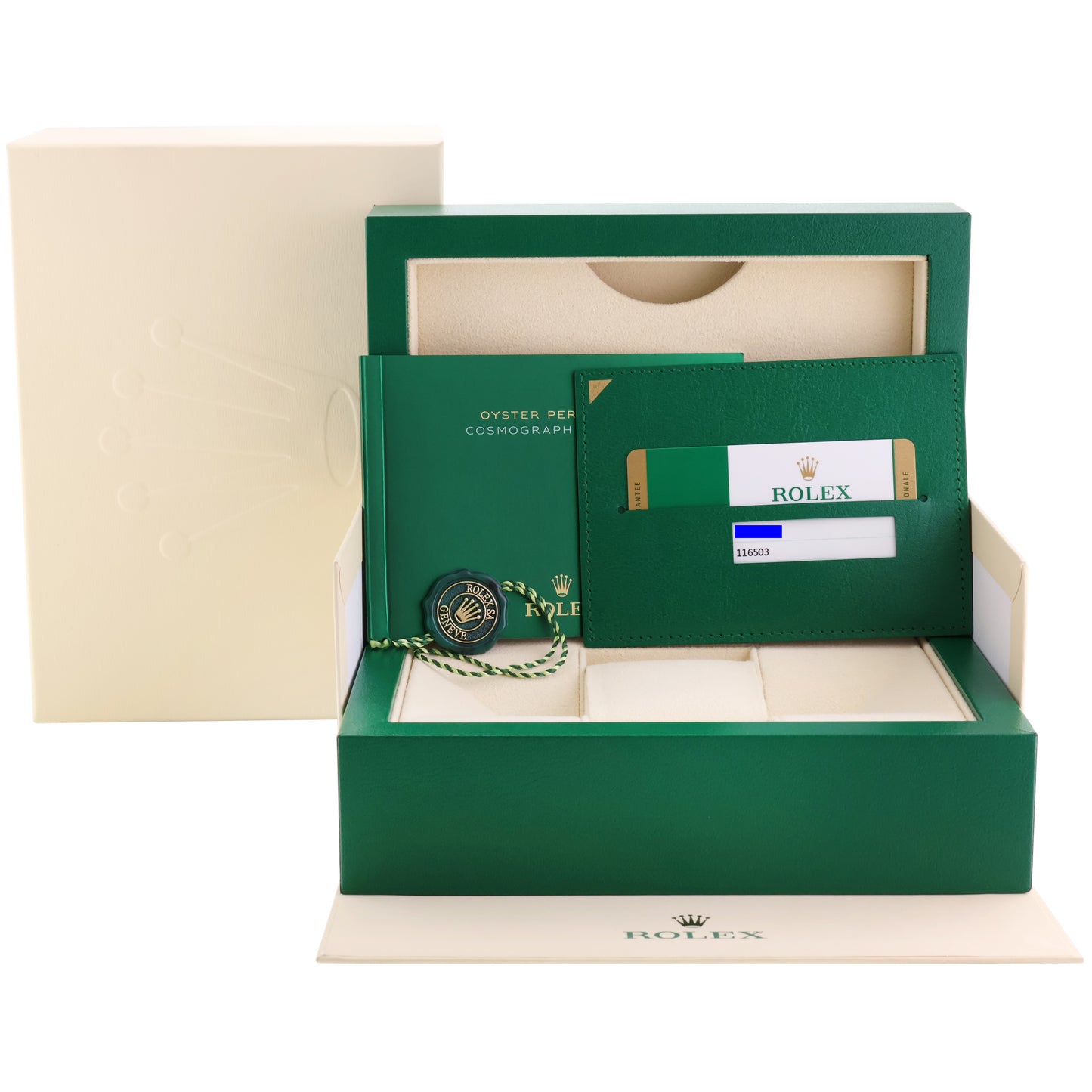 PAPERS MINT Rolex 116503 Daytona White Chronograph Two Tone Gold Steel Watch