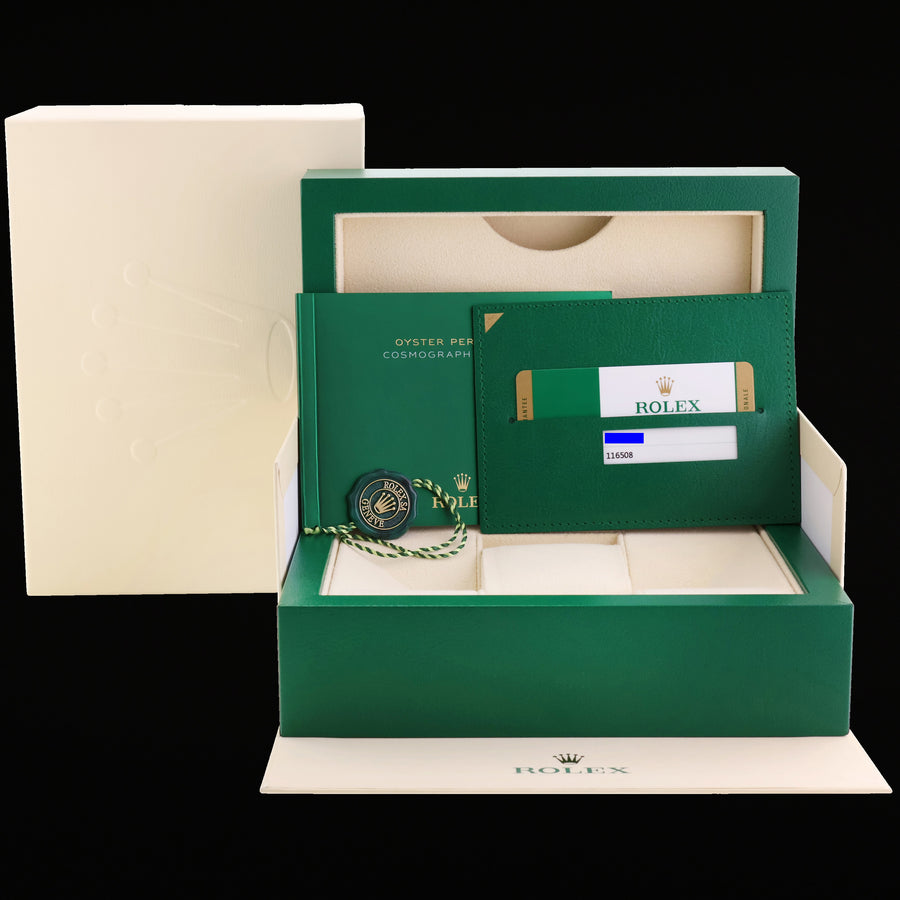 PAPERS MINT GREEN DAYTONA Rolex 116508 Yellow Gold 40mm John Mayer Watch Box