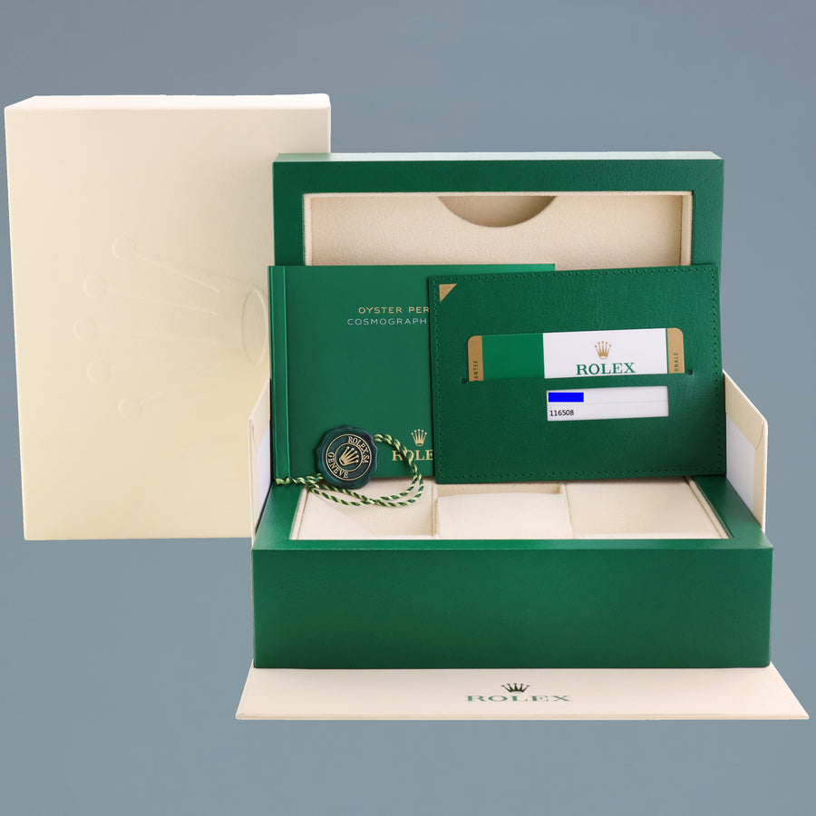 PAPERS MINT GREEN DAYTONA Rolex 116508 Yellow Gold 40mm John Mayer Watch Box