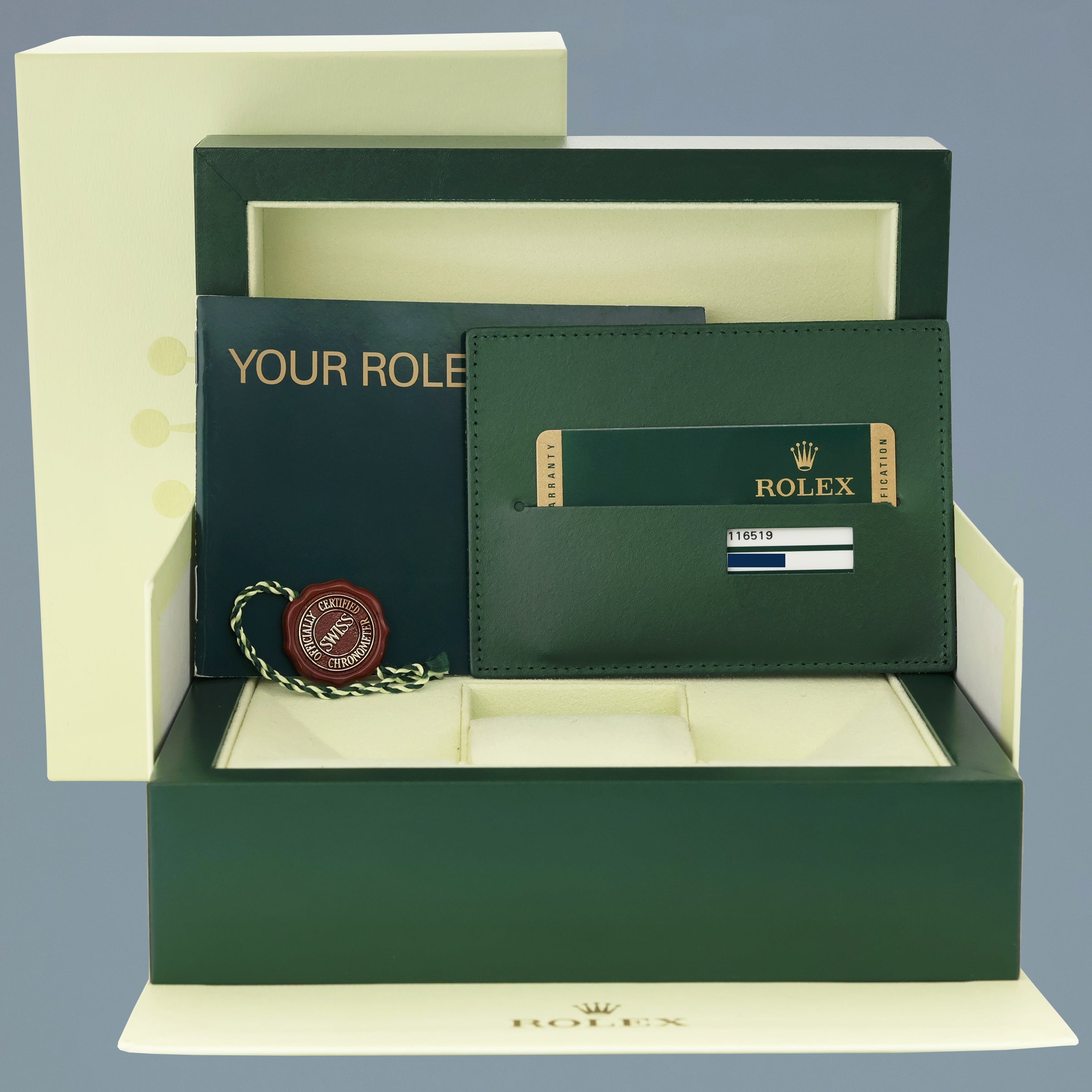 2007 MINT PAPERS Rolex Daytona White Gold 116519 Black Stick Leather Watch Box