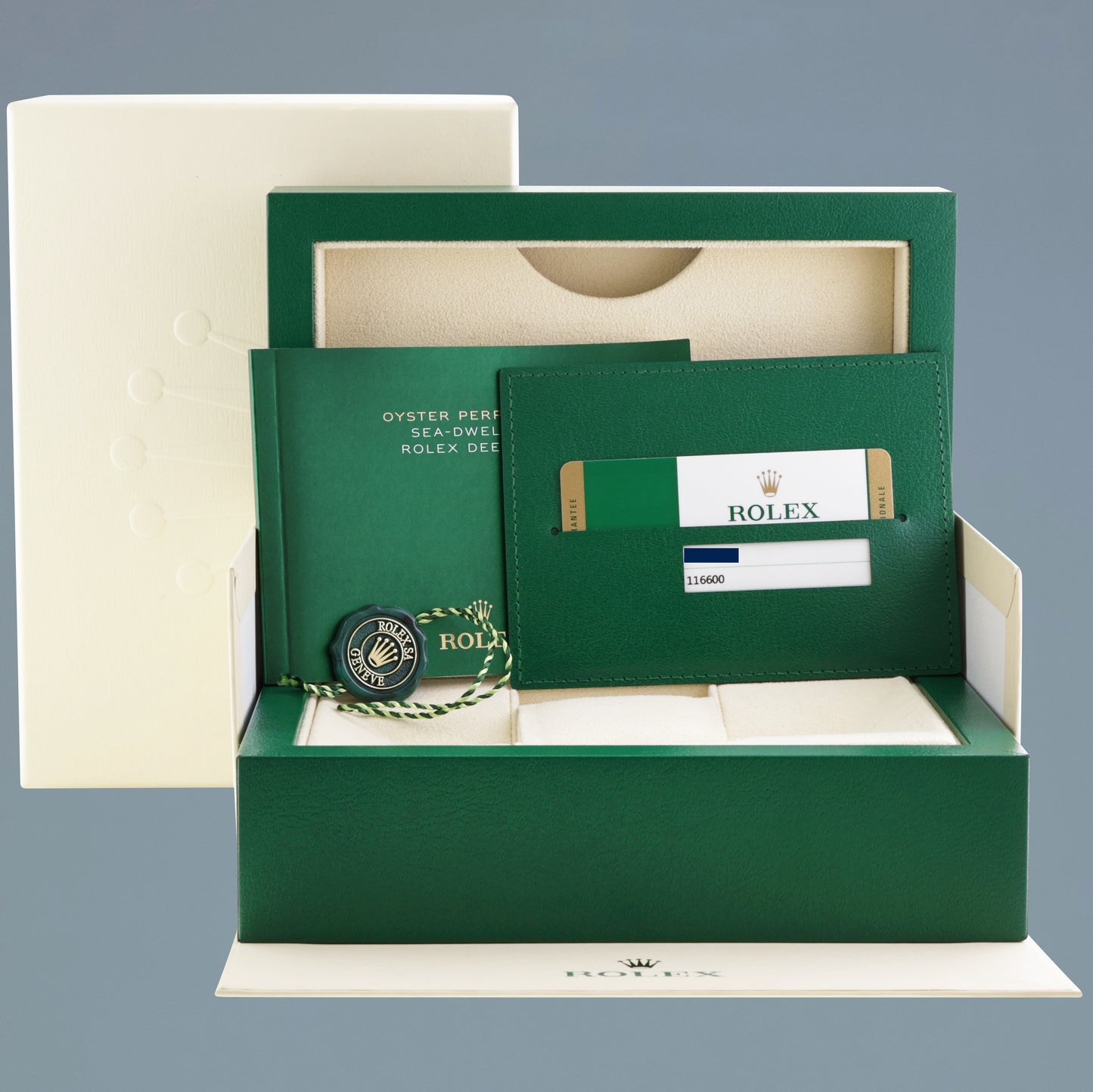 2017 MINT PAPERS Rolex Sea-Dweller 116600 Steel 40mm Black Ceramic Dive Watch Box