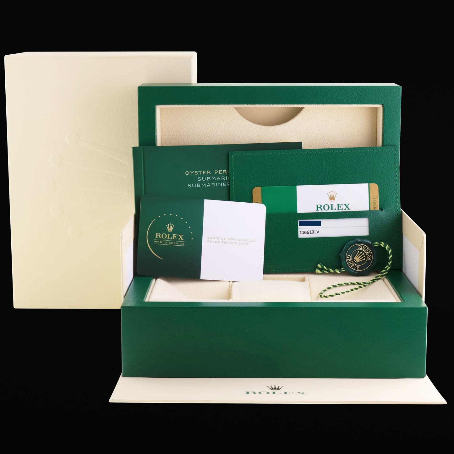 MINT 2015 PAPERS & RSC Rolex 116610LV Submariner Hulk Green Dial Ceramic Watch Box