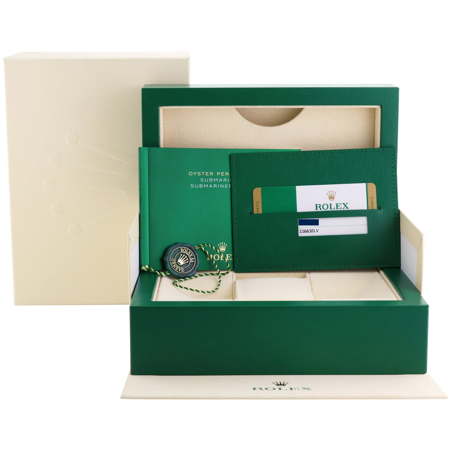 MINT PAPERS Rolex 116610LV Hulk Submariner Green Dial Ceramic Steel Watch Box