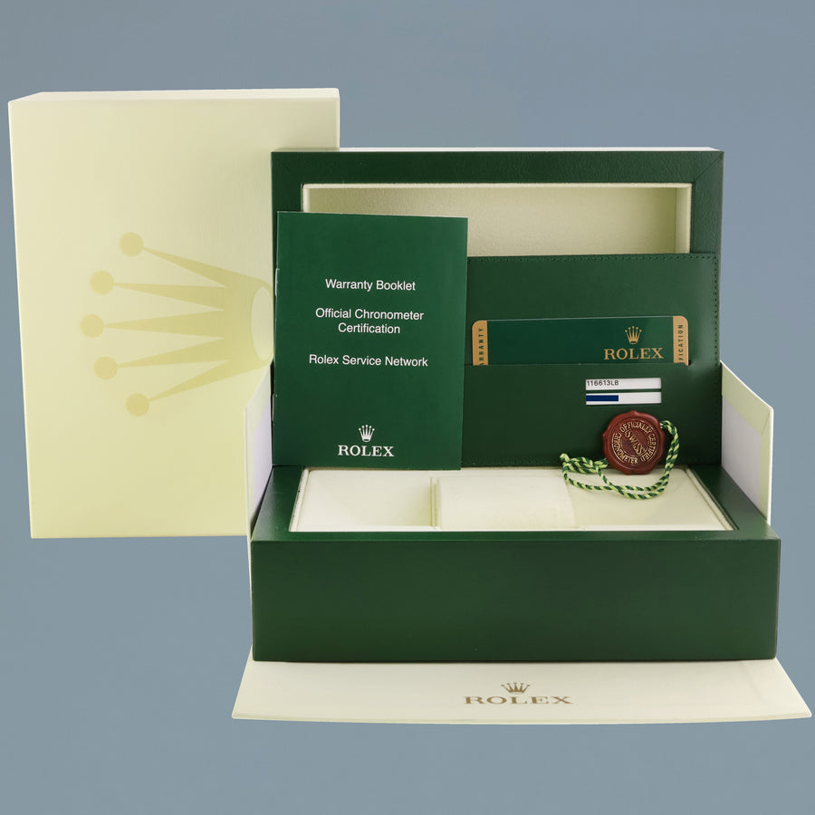 MINT PAPERS Rolex Submariner 116613LB Two Tone 40mm Yellow Gold Blue Smurf Watch