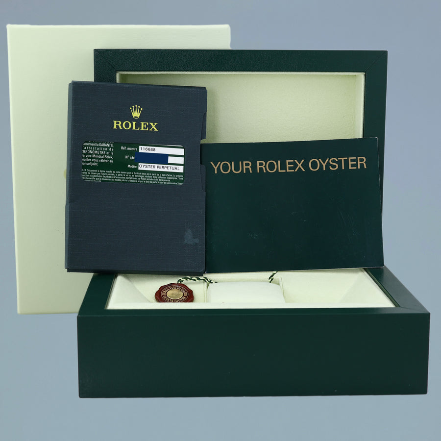 2014 PAPERS Rolex Yacht-Master 2 Yellow Gold 116688 44mm Blue Ceramic Watch Box