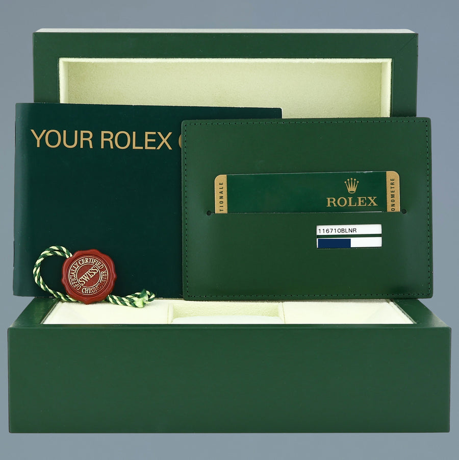 PAPERS Rolex GMT Master II 116710 BLNR Steel 40mm Ceramic Batman Blue Watch Box