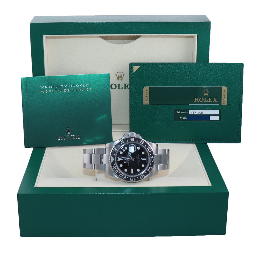 2014 MINT PAPERS Rolex GMT Master II 116710 Steel Ceramic 40mm Black Watch Box
