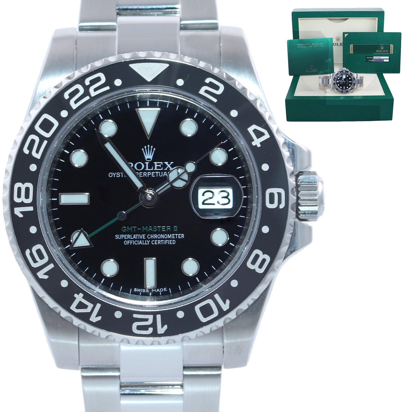 MINT 2013 PAPERS Rolex GMT Master II 116710 Steel Ceramic 40mm Black Watch Box