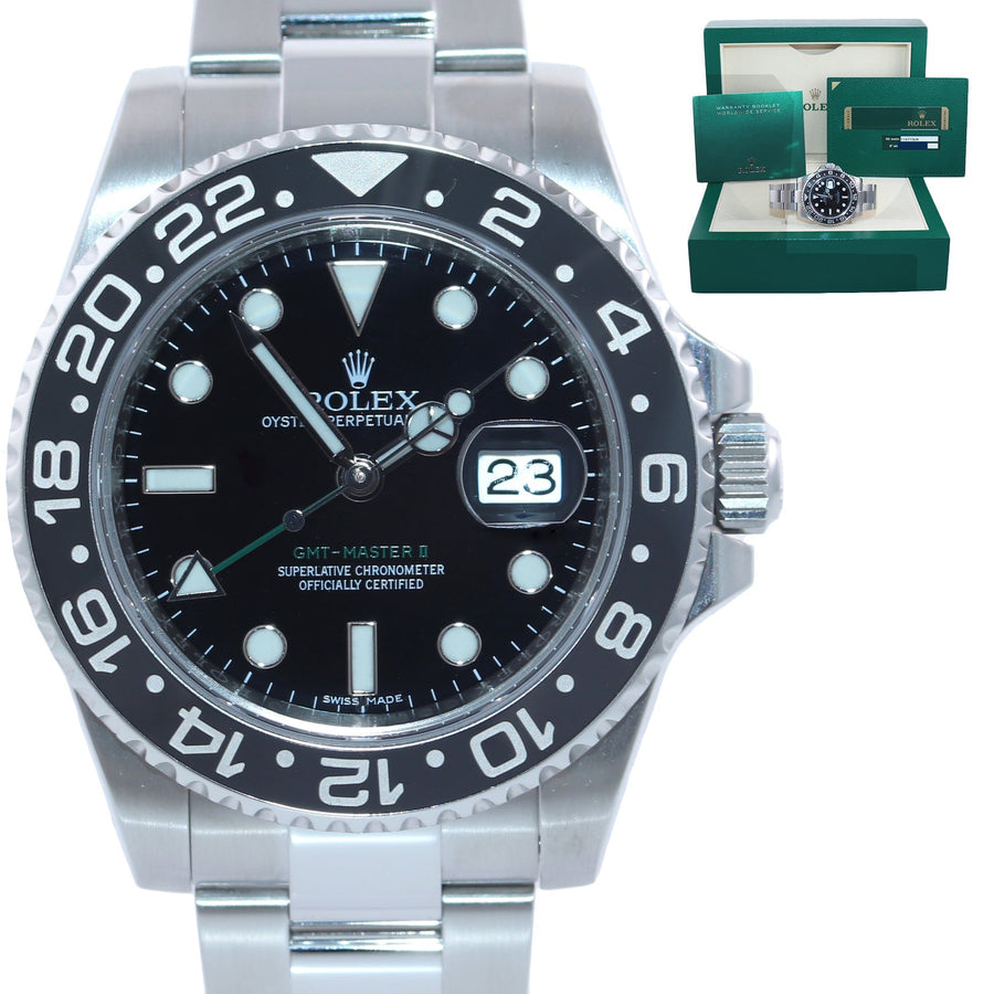 2014 MINT PAPERS Rolex GMT Master II 116710 Steel Ceramic 40mm Black Watch Box