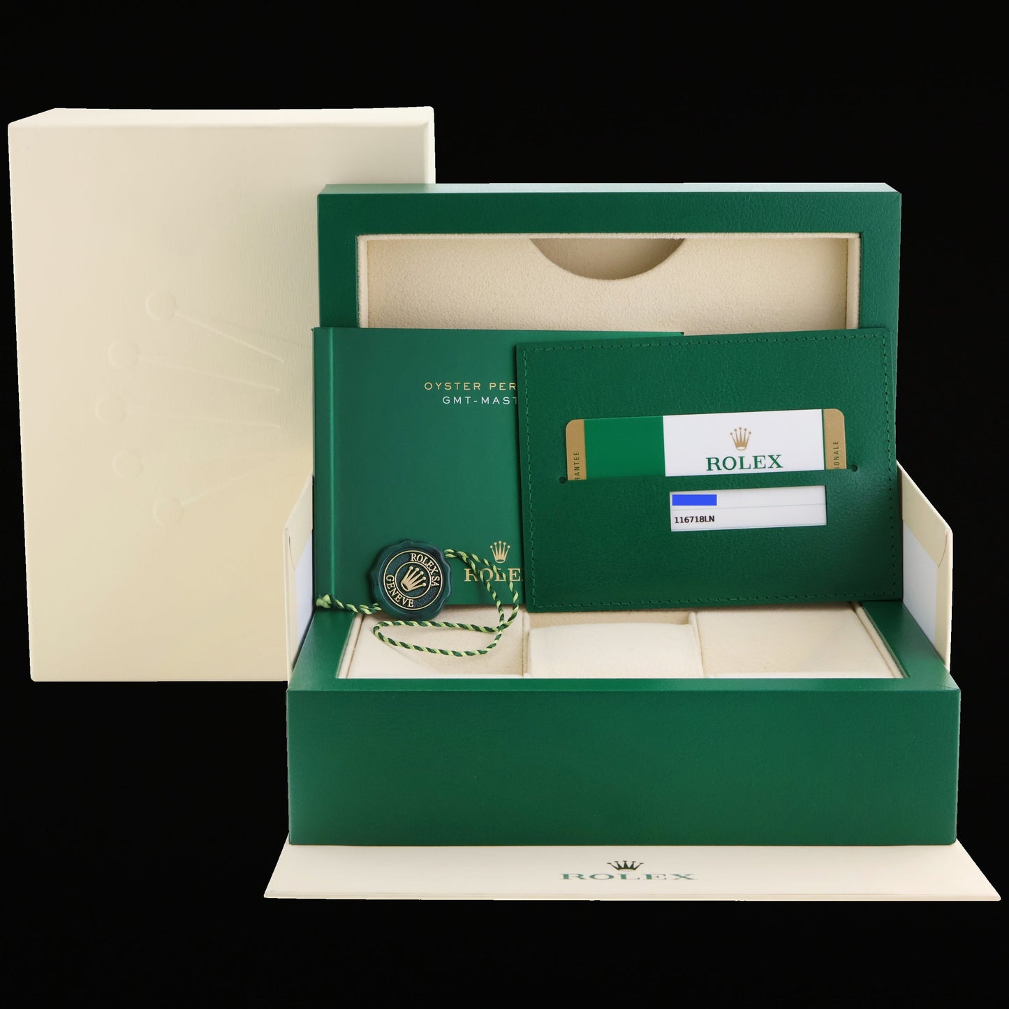 MINT 2016 PAPERS Rolex 116718LN GMT-Master II Ceramic Green Yellow Gold 40mm Watch