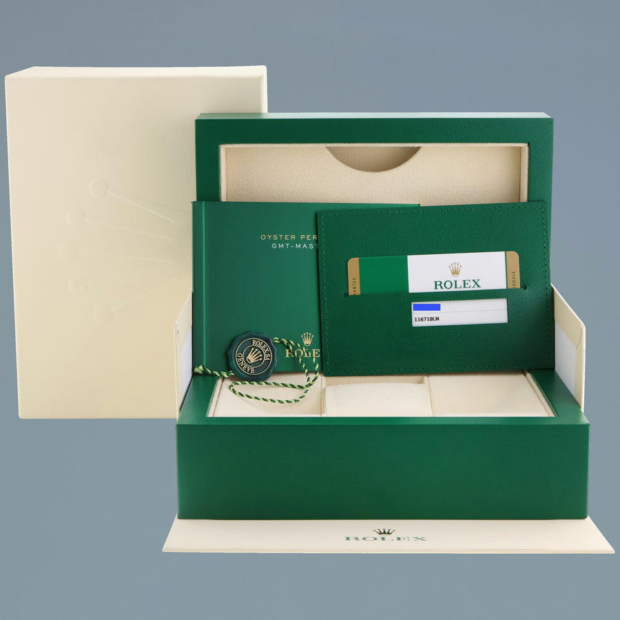 MINT 2018 PAPERS Rolex GMT-Master 2 Ceramic Green 116718 Yellow Gold 40mm Watch