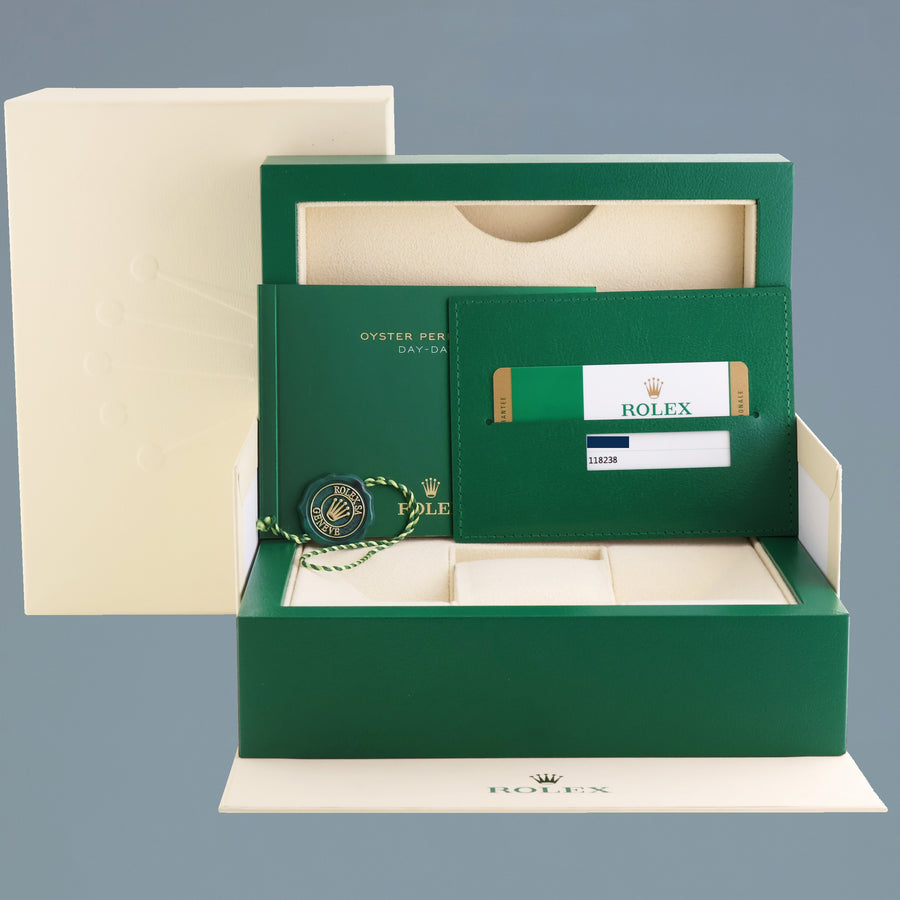 2017 PAPERS MINT Rolex President Day Date Yellow Gold 118238 Meteorite Diamond Watch