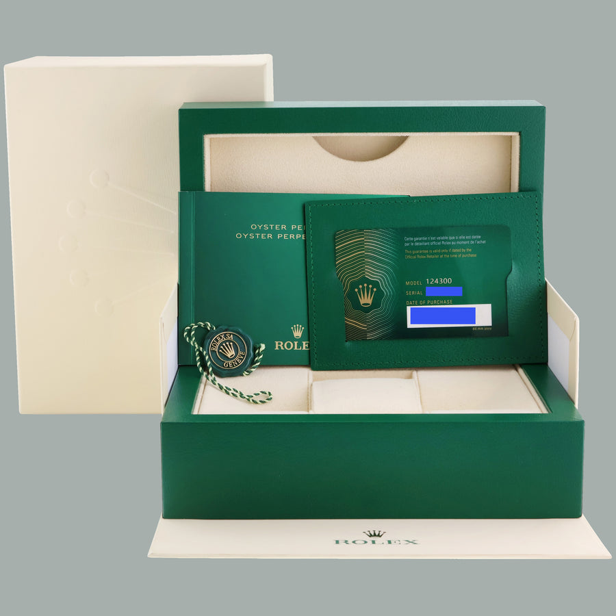 2024 NEW PAPERS ROLEX 124300 Oyster Perpetual 41mm Green Dial Oyster Watch Box