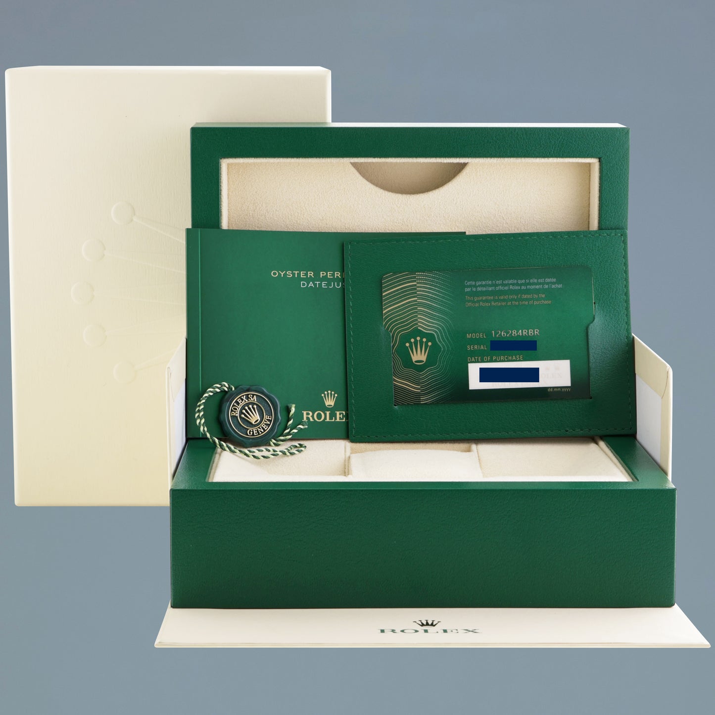 NEW PAPERS Rolex DateJust Jubilee 36mm 126284RBR Purple Roman Diamond Bezel Watch