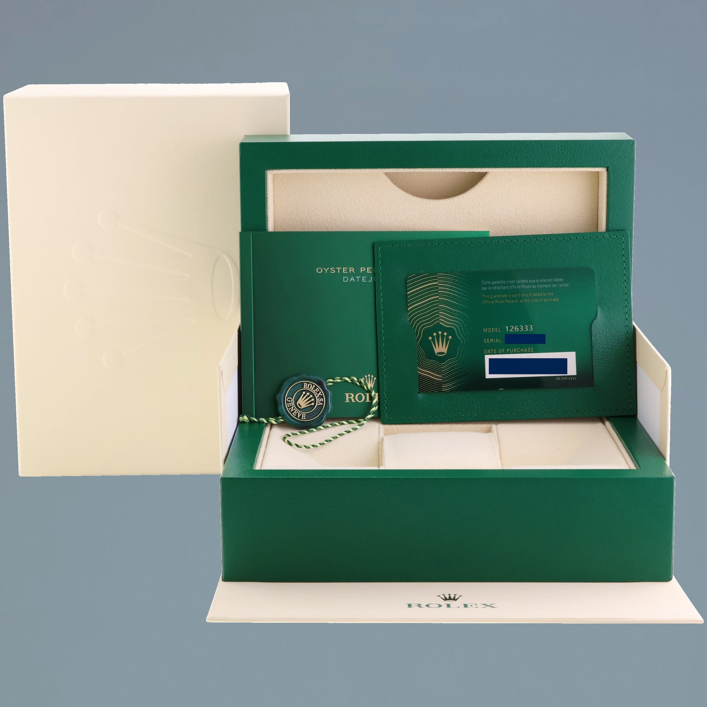 2022 NEW PAPERS 126333 Rolex DateJust 41 Two Tone Yellow Gold Wimbledon Watch Box