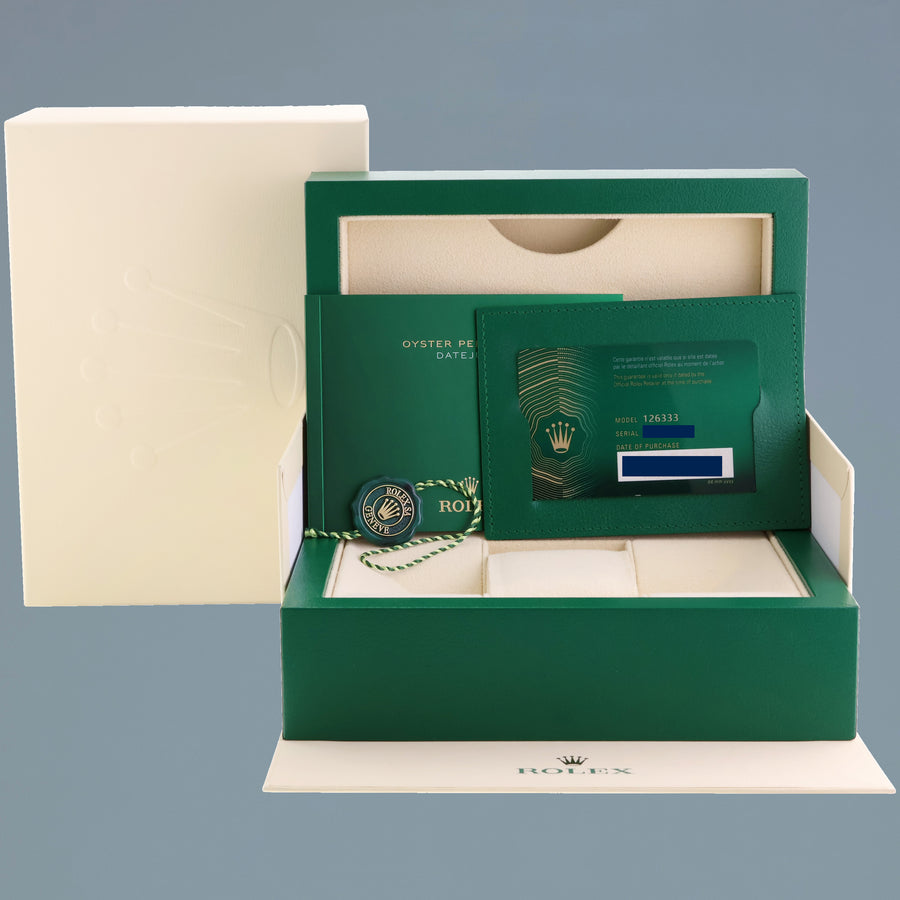 2022 NEW PAPERS 126333 Rolex DateJust 41 Two Tone Yellow Gold Wimbledon Watch Box