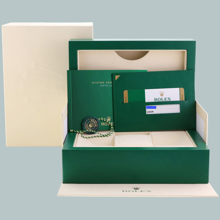 PAPERS MINT Rolex 126334 DateJust 41 41mm Blue Stick Jubilee Oyster Watch Box